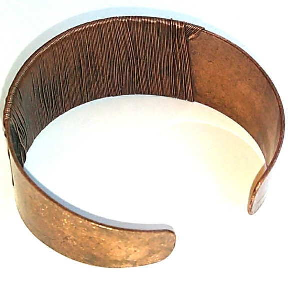 VINTAGE Wire Wrapped Solid Copper Cuff Bracelet - Picture 5 of 8